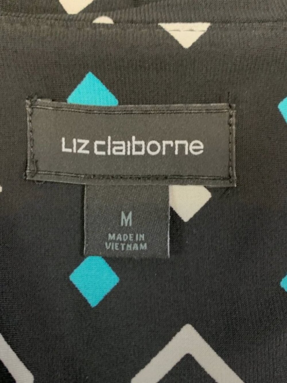 LIZ CLAIBORNE Black Teal Stretch Knit Dress size M - Picture 6 of 6